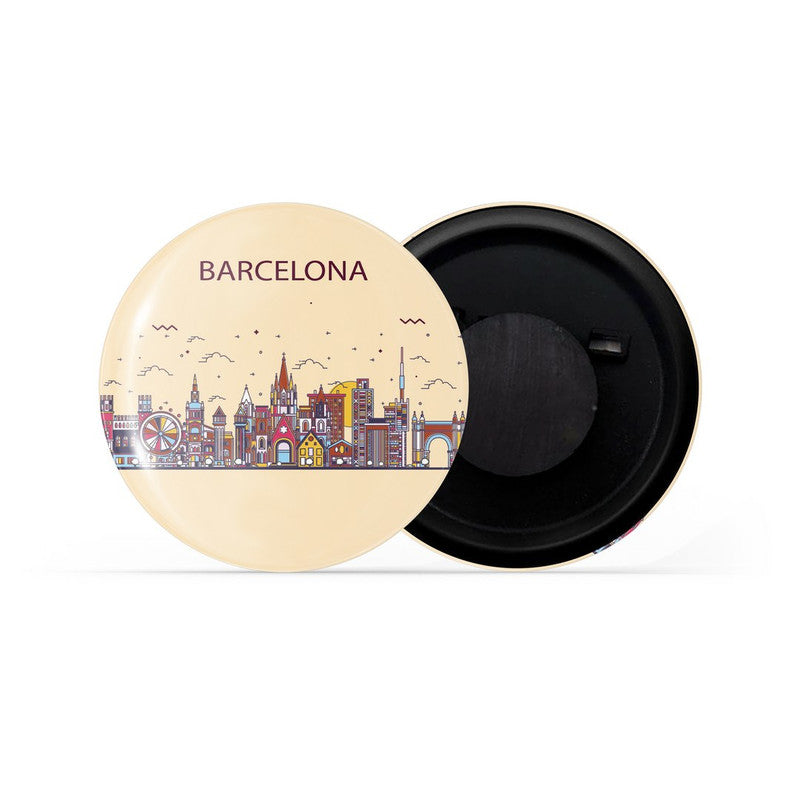 dhcrafts Fridge Magnet Brown Color Barcelona Glossy Finish Design Pack of 1